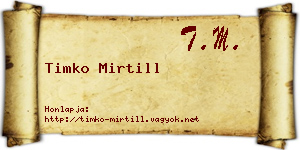Timko Mirtill névjegykártya